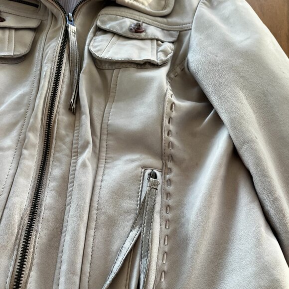Object Sofia Leather Jacket - Off White - Picture 4 of 15